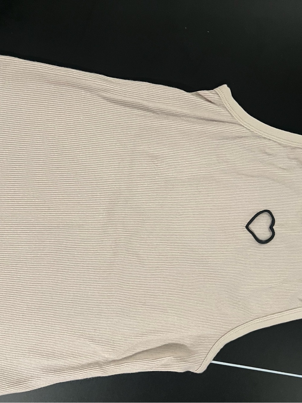 wild fable Beige Ribbed Tank with Heart Accent